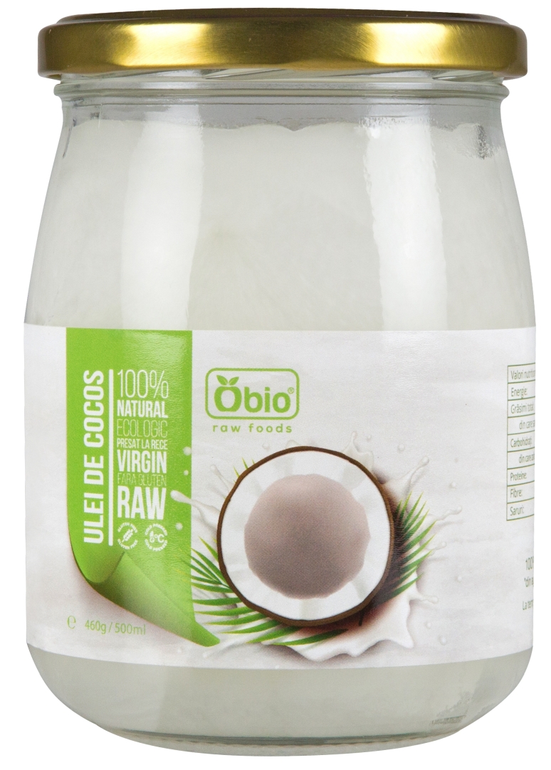 Ulei de cocos virgin presat la rece bio 500ml/460g Obio