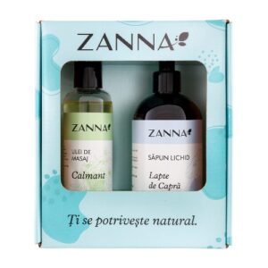 Pachet Ulei de masaj calmant + Sapun lichid lapte de capra, Zanna