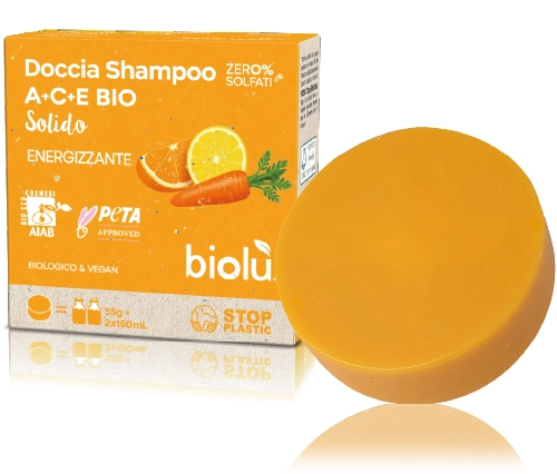 Sampon si gel de dus solid cu vitamina A, C, E ecologic 55g Biolu