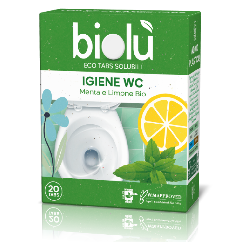 Tablete pentru toaleta cu menta si lamaie ecologice 20 bucati 47.5g Biolu