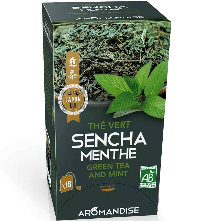 Ceai verde sencha cu menta bio 18dz x 2g 36g Aromandise