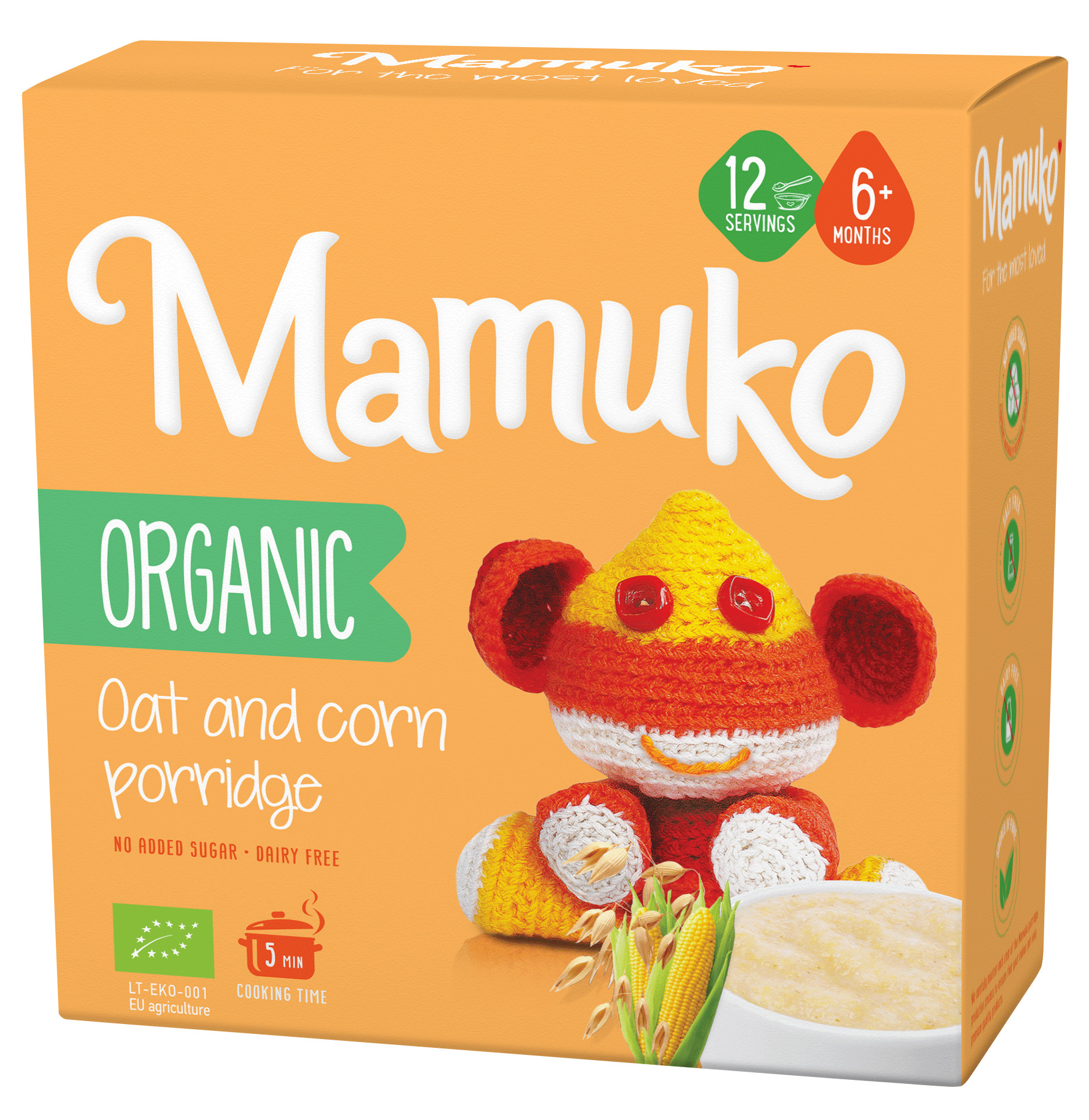 Porridge din 2 cereale ovaz si porumb bio 6+ luni 200g Mamuko