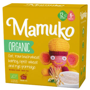Porridge din 5 cereale ovaz, hrisca, orz, spelta si secara bio  6+ luni 200g Mamuko