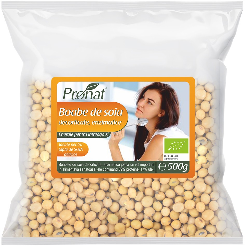 Boabe de soia bio enzimatice, 500g Pronat - imagine 2