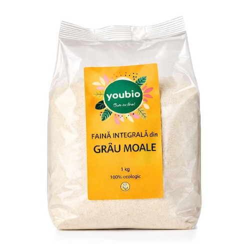 Faina din grau moale integral, organic, 1kg, youbio