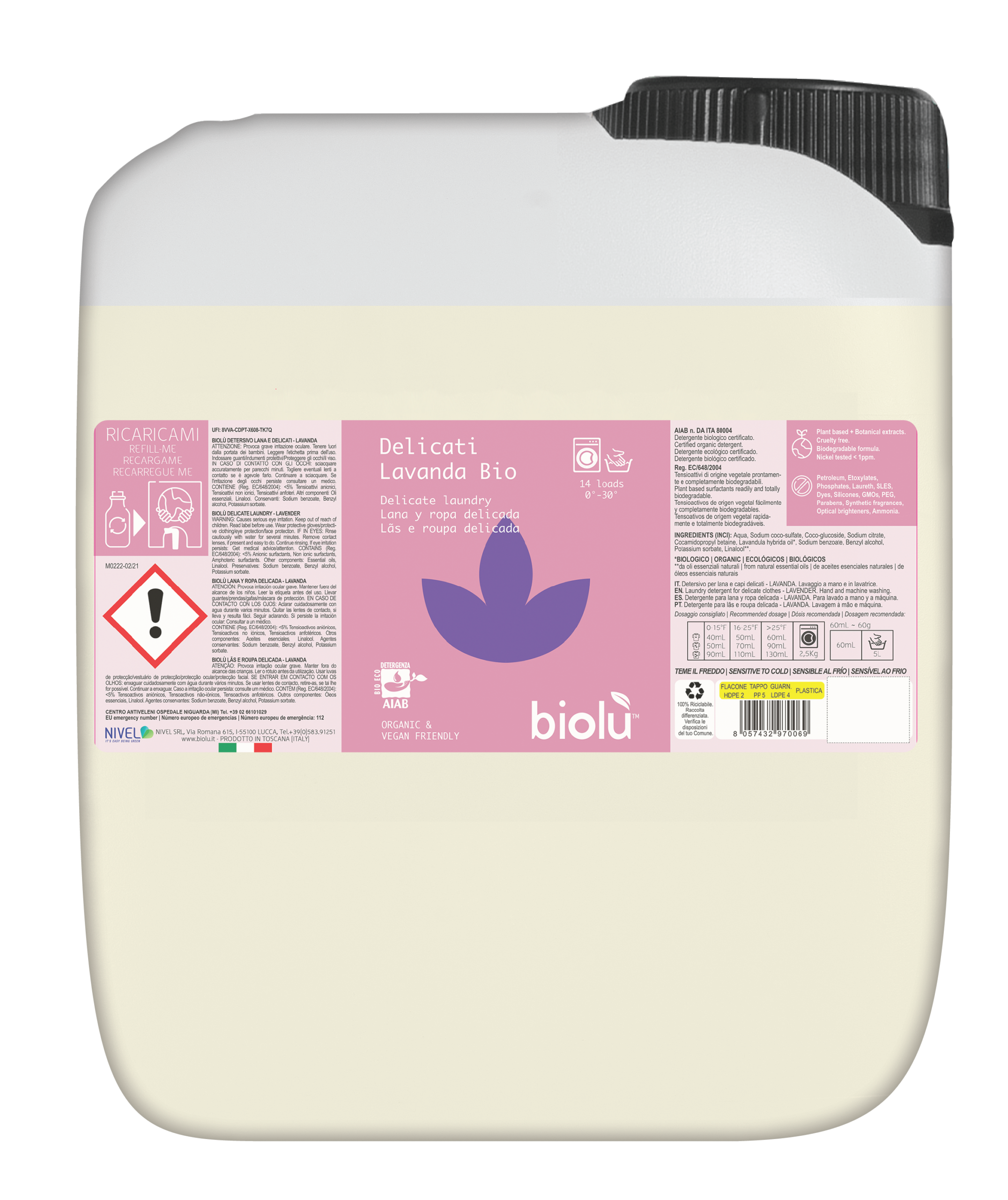 Detergent lichid pentru rufe delicate ecologic 5l Biolu